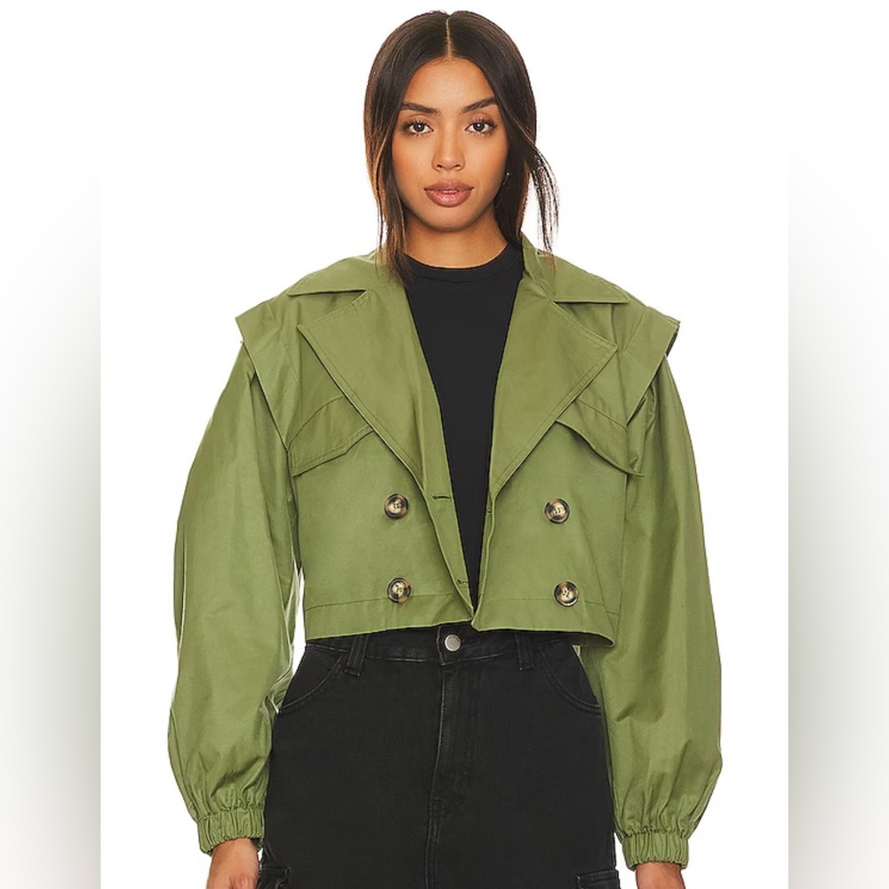 NWOT free people looking glass trench coat green size XL